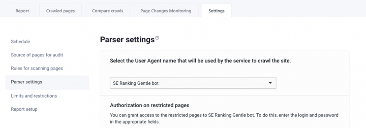 parser settings